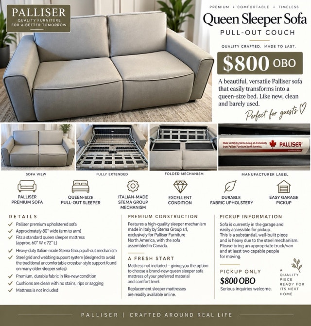 Queen sleeper sofa pull out couch / Palliser