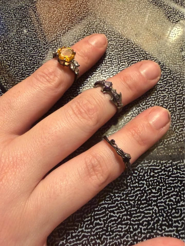 6 Gothic Style Black Metal Rings and Necklaces - photo 3