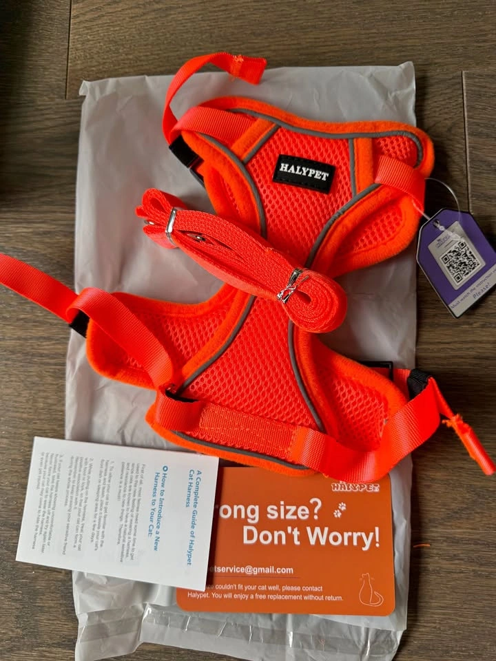 Halypet Cat Harness & Leash Set – Orange Medium H600
