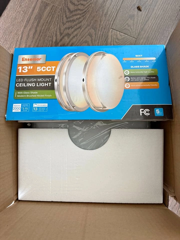 Ensenior 13" 5CCT LED Flush Mount Ceiling Light with Glass Shade