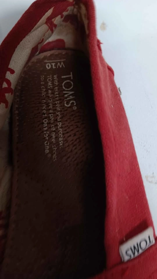 TOMS Red Canvas Classic Alpargata Shoes Size W10 - photo 2