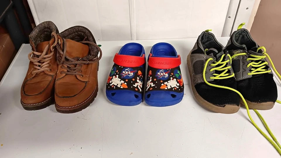 Boys' Shoe Lot: Skechers NASA Clogs, Cat & Jack Boots, Sneakers