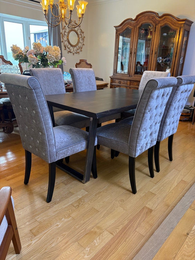 Live edge Dining Table and 6 Chairs Set 60/35” - photo 2