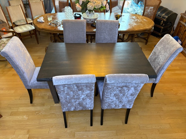 Live edge Dining Table and 6 Chairs Set 60/35” - photo 3