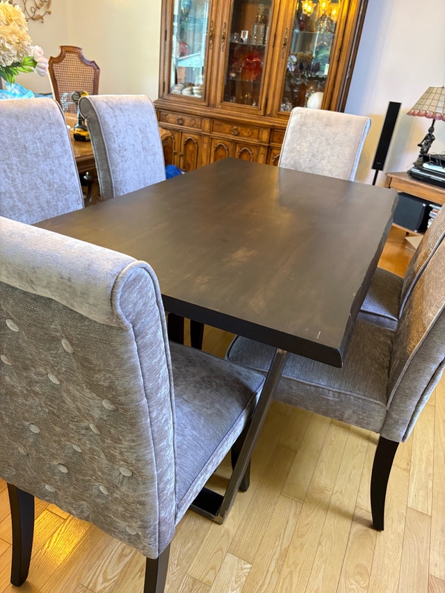 Live edge Dining Table and 6 Chairs Set 60/35” - photo 4