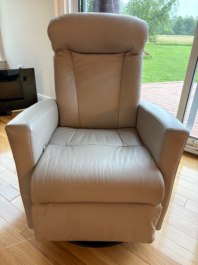 Like-New IMG Comfort Norway Leather Relaxer Recliner - Cinder