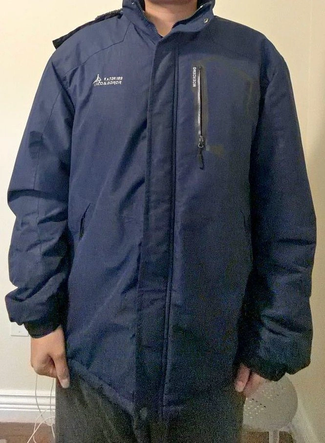 Men's Navy Blue Insulated Winter Parka (Size L)