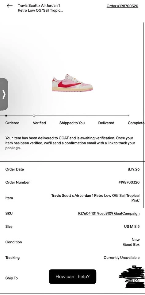 Size 8.5 Tropical Pink Travis Scott J1