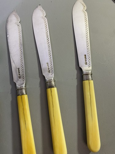 Vintage Art Deco Silver Plate Cutlery Set 6pc Yellow Bakelite Ha - photo 3