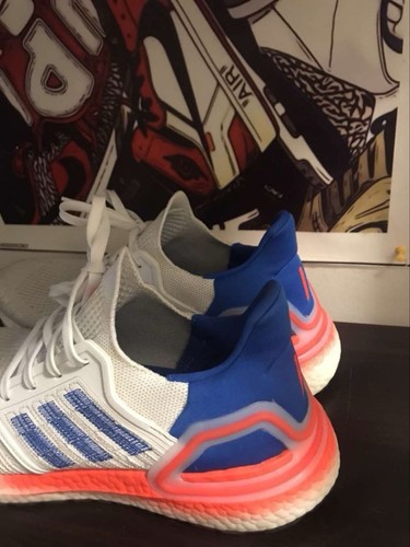 Adidas Ultra Boost 20 White Glory Blue Solar Red Size 8.5 - photo 4