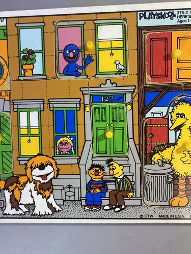 Vintage 1990 Playskool Sesame Street Wooden Peg Puzzles Big Bird - photo 2
