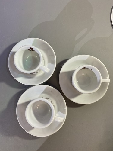 3 Danesi Cafe White Porcelain Espresso Cappuccino Cups & Plates - photo 3