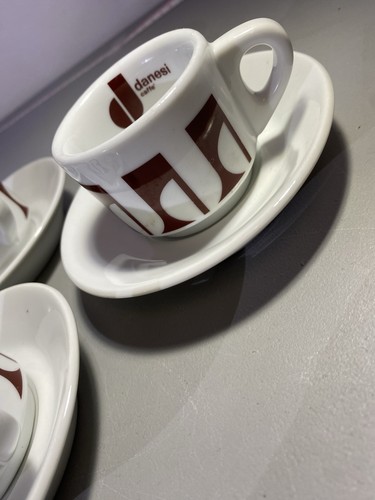 3 Danesi Cafe White Porcelain Espresso Cappuccino Cups & Plates - photo 4