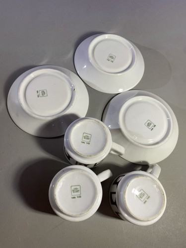 3 Danesi Cafe White Porcelain Espresso Cappuccino Cups & Plates - photo 5