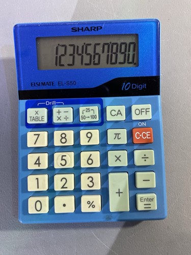 Sharp ELSIMATE EL-S50 Calculator 10-Digit with Math Quiz