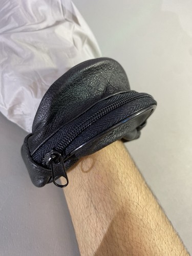 Black Pebbled Wrist Faux Leather Snap Coin Pouch - photo 2