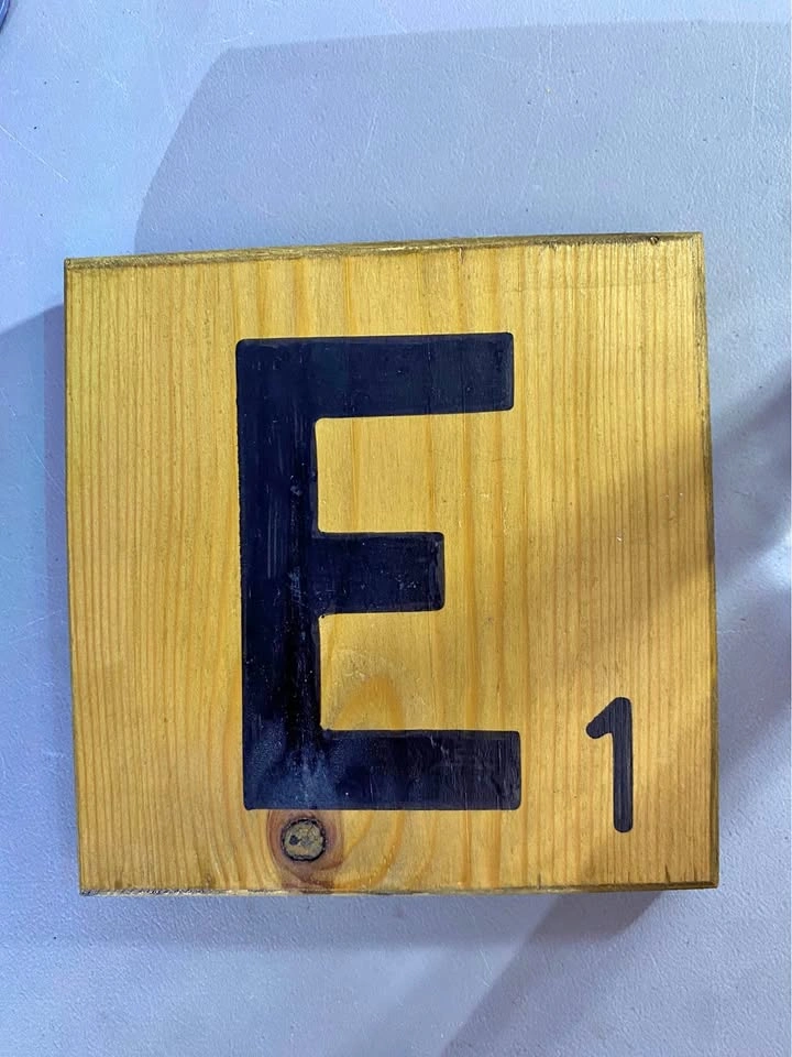 Large Wooden Scrabble Tile Wall Decor - Letter E 1