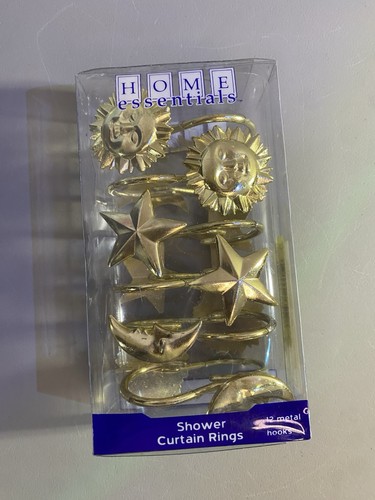 Celestial Sun Moon & Stars Gold Toned Shower Curtain Hooks - photo 3