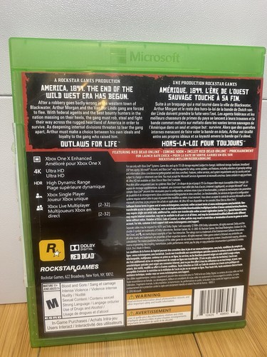 Red Dead Redemption 2 Microsoft Xbox One W/ Map and Both Discs - photo 2