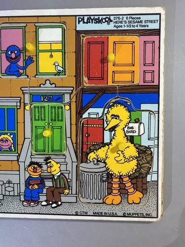 Vintage 1990 Playskool Sesame Street Wooden Peg Puzzles - photo 3