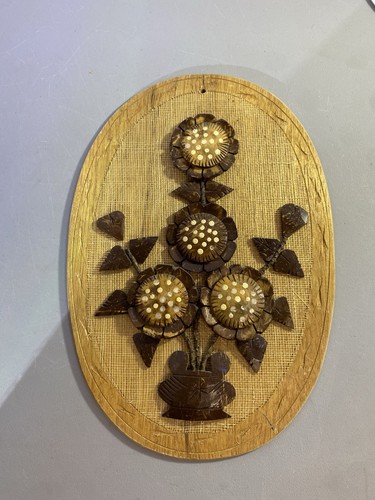 Vintage Hand Carved Wood Flowers Wall Decor Art