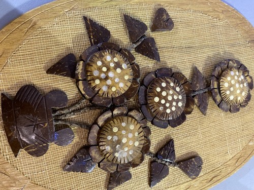 Vintage Hand Carved Wood Flowers Wall Decor Art - photo 3