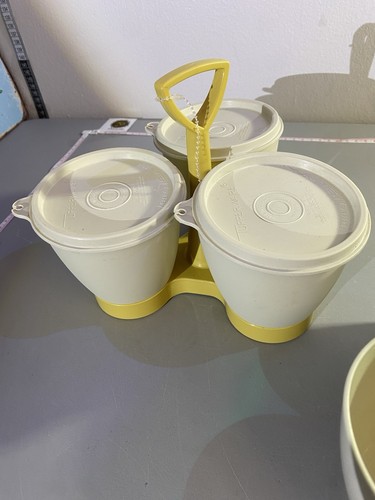 Vintage Tupperware Condiment Caddy Harvest Gold & Almond - photo 2