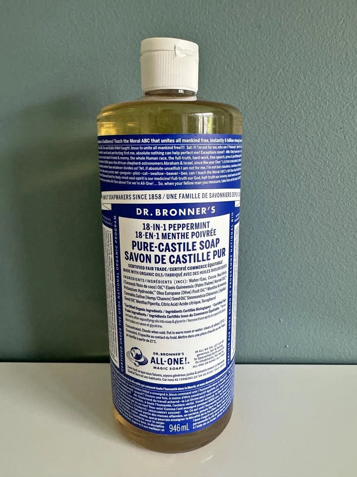 Dr. Bronner's Peppermint Castile Soap 946ml - Brand New
