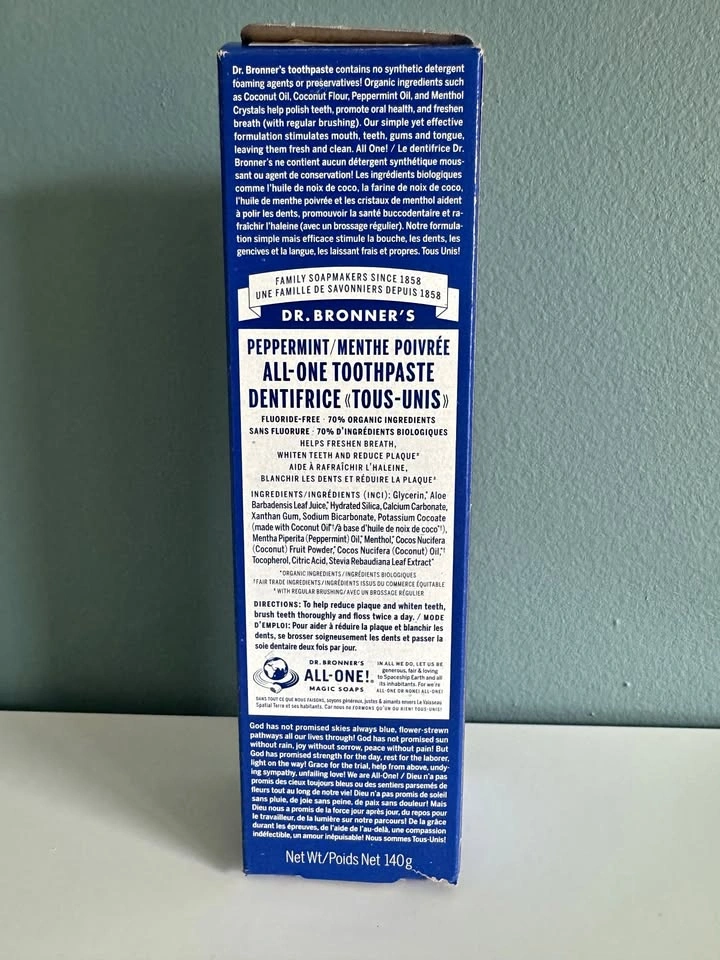 Dr. Bronner's Peppermint All-One Toothpaste 140g - Brand New Sea