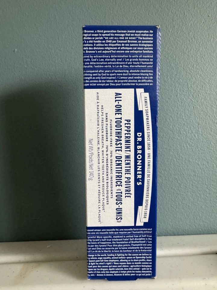 Dr. Bronner's Peppermint All-One Toothpaste 140g - Brand New Sea - photo 3