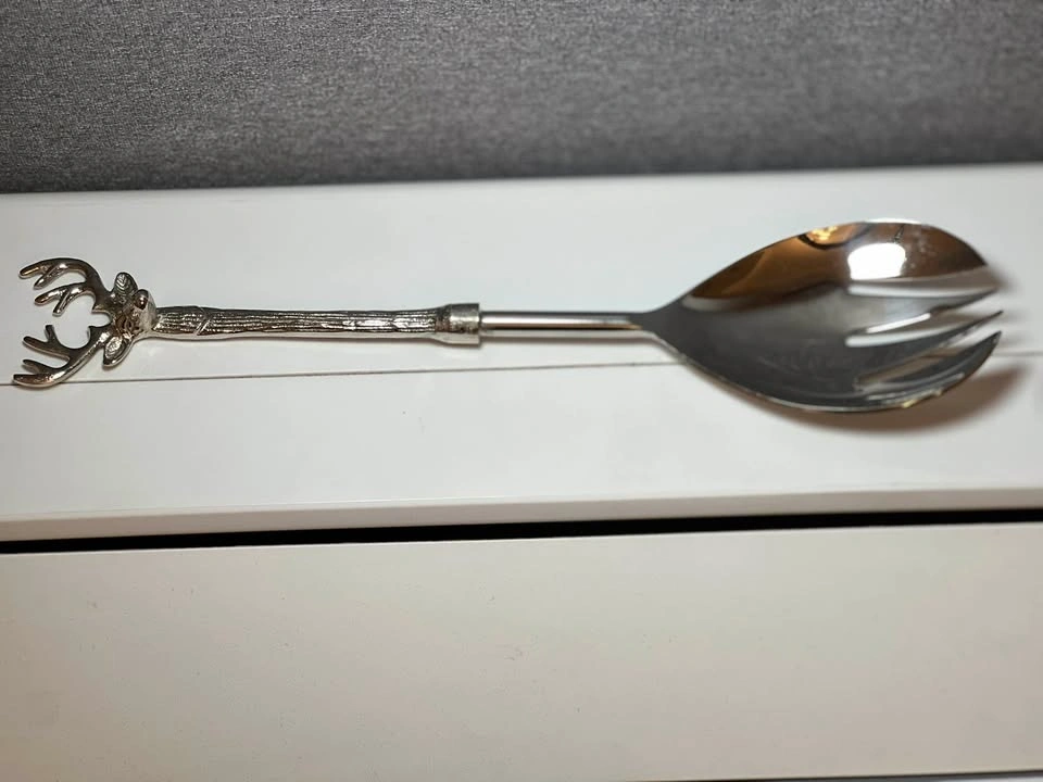 Silver Stag Head Salad Serving Fork – Rustic Deer / Lodge Decor - photo 5