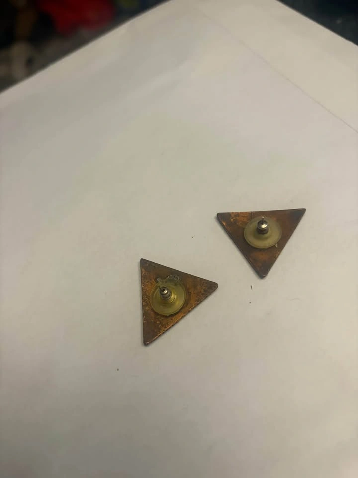 Vintage Triangle Enamel Stud Earrings - photo 2