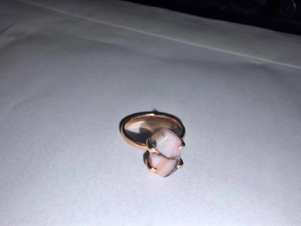 Gold-Toned Raw Pink Stone Ring