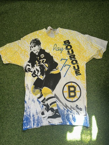 Vintage Boston Bruins 1991 Ray Bourque AOP T Shirt Size L BNWT