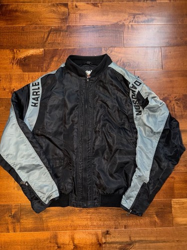 Harley-Davidson Black and Grey Nylon Bomber Jacket