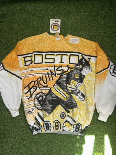 Vintage Boston Bruins AOP 1991 Crewneck Size L NHL