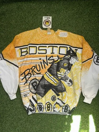 Vintage Boston Bruins AOP 1991 Crewneck Size L NHL