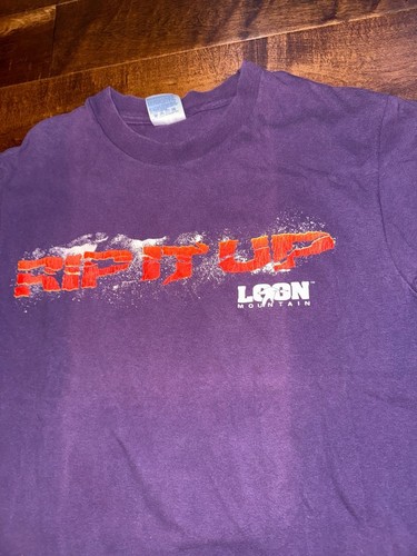 Vintage Hanes Beefy-T Loon Mountain Skiing Purple T-Shirt - photo 2