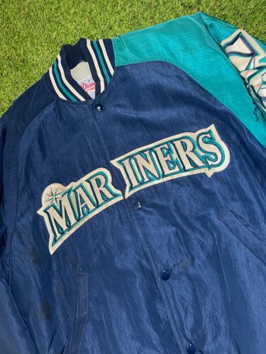 Vintage 90s Seattle Mariners Starter Satin Bomber Jacket Size M - photo 2