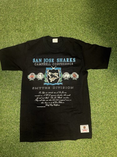 Vintage San Jose Sharks Campbell Conference T Shirt Size L NHL