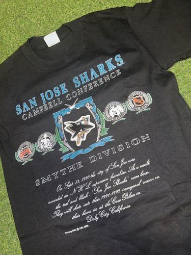 Vintage San Jose Sharks Campbell Conference T Shirt Size L NHL - photo 2