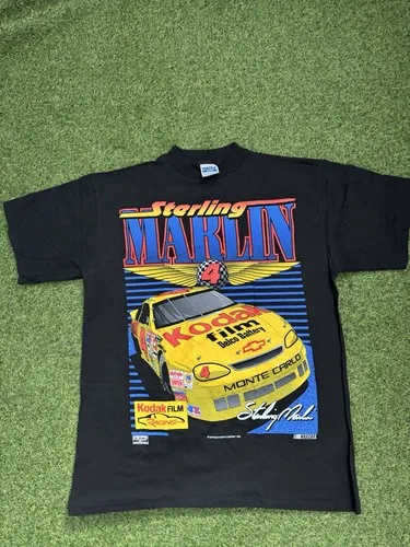Vintage 1996 Sterling Marlin Racing T-Shirt Size L NASCAR