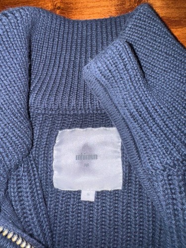 Minimum Dark Navy Blue Ribbed Knit Half-Zip Sweater Size S - photo 3