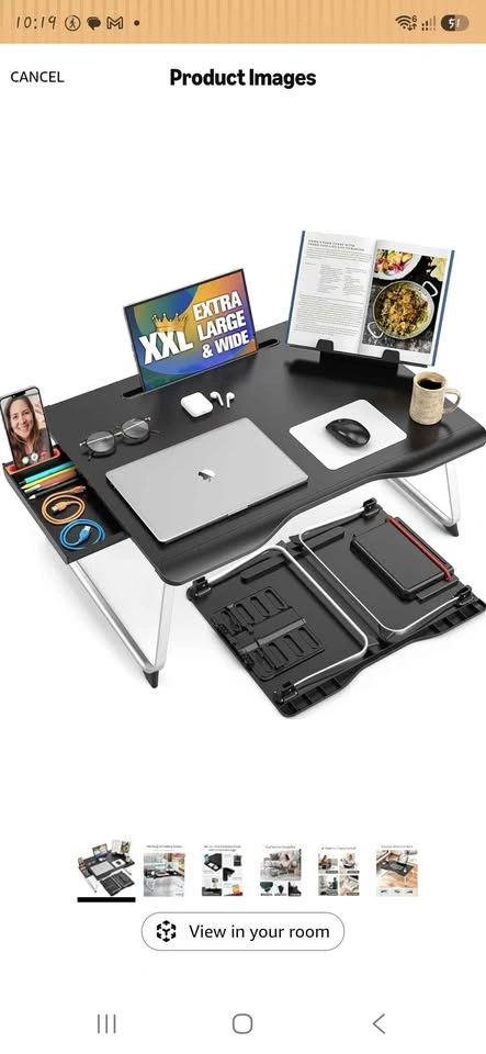 Black Portable Laptop Lap Desk with Drawer - photo 5