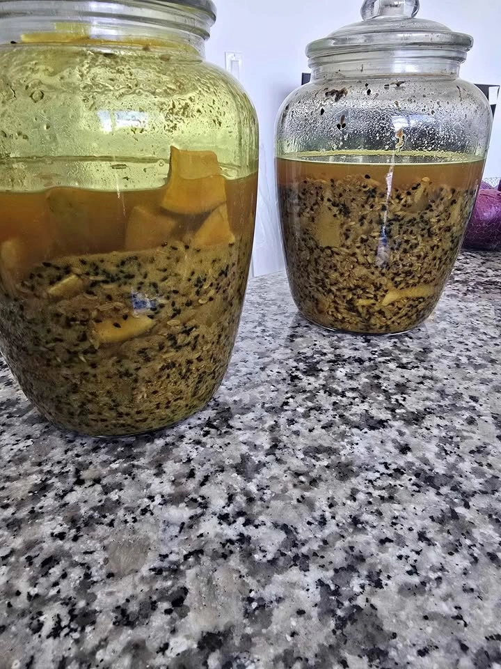 Homemade Mango Pickle in Glass Jars