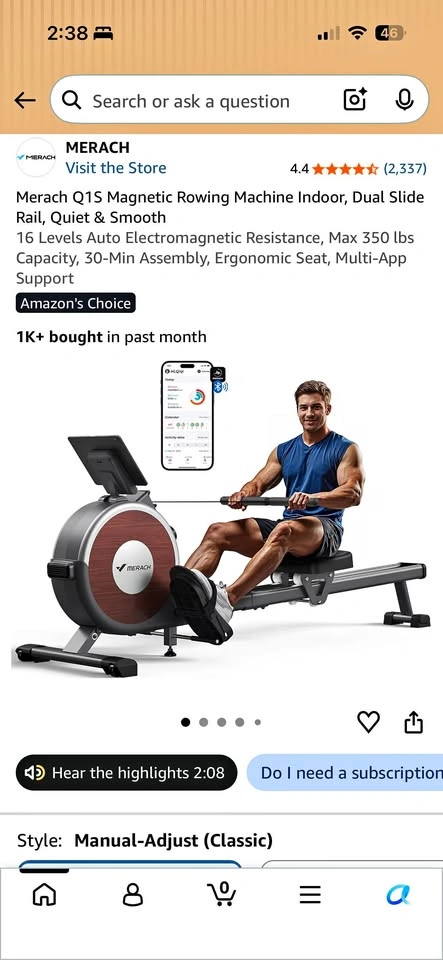 Merach Q1S Magnetic Rowing Machine