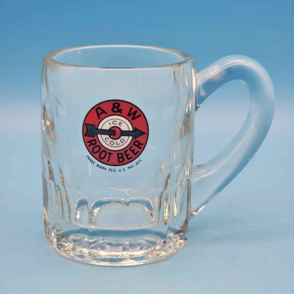 Vintage A&W Root Beer Mug Bullseye Logo 8 oz 4.25" Glass