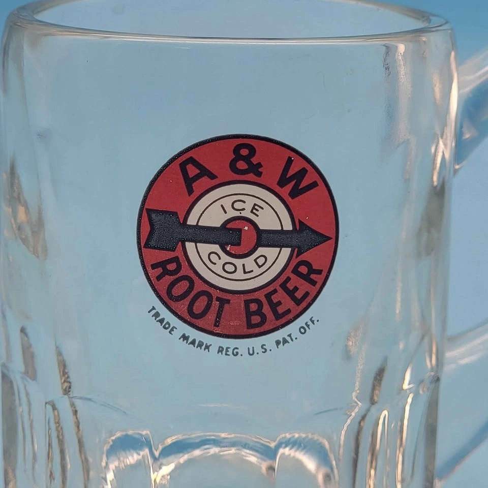 Vintage A&W Root Beer Mug Bullseye Logo 8 oz 4.25" Glass - photo 2