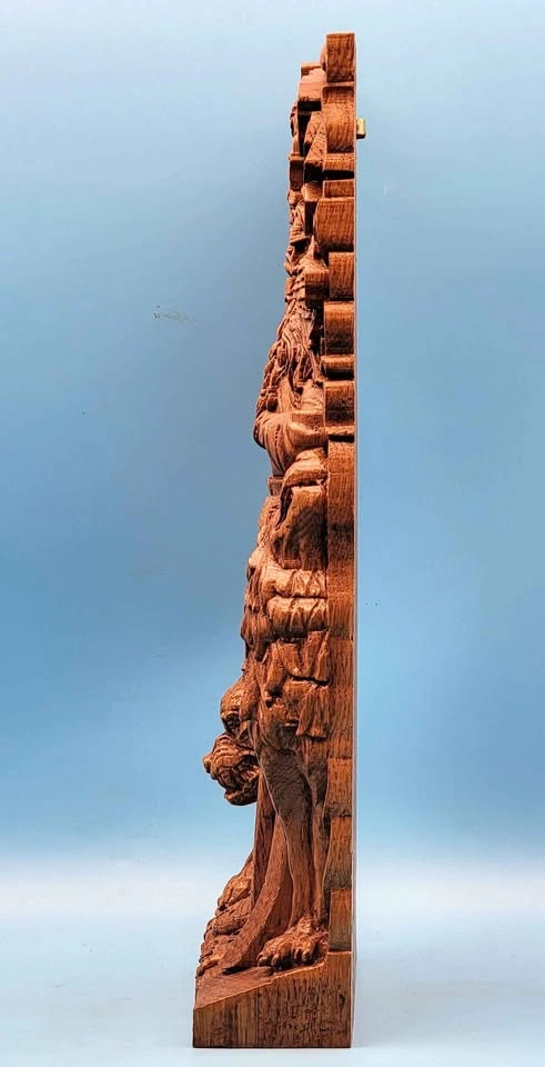 VGC ODIN FIGURINE 15.7" Norse Warrior Deity Oak Wood Decor - photo 5