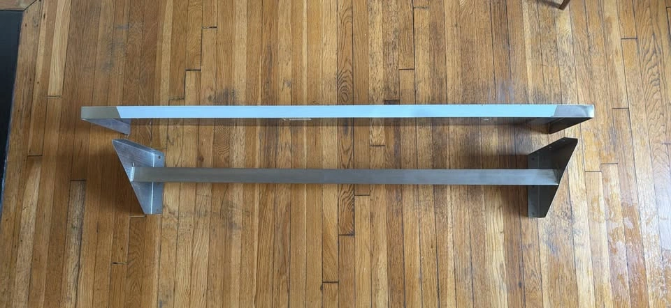 12" x 60" Stainless Steel Wall-Mounted Pot Rack with Shelf - photo 2